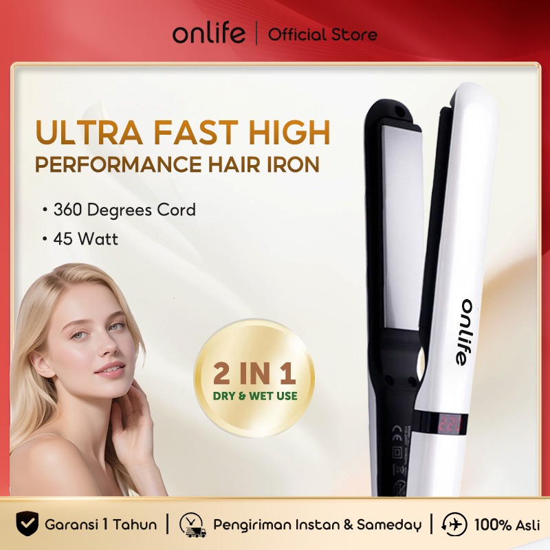 Onlife 2 in 1 Hair Straightener Ceramic Tourmaline Coating Inflatable Plate