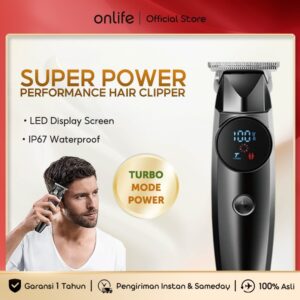 onlife alat mesin cukur rambut ip67 tahan air layar digital led