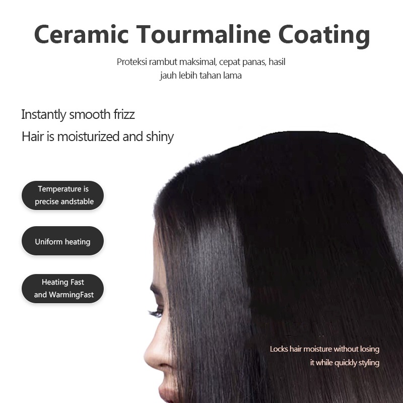 Onlife 2 in 1 Hair Straightener Ceramic Tourmaline Coating Inflatable Plate - Gambar 6