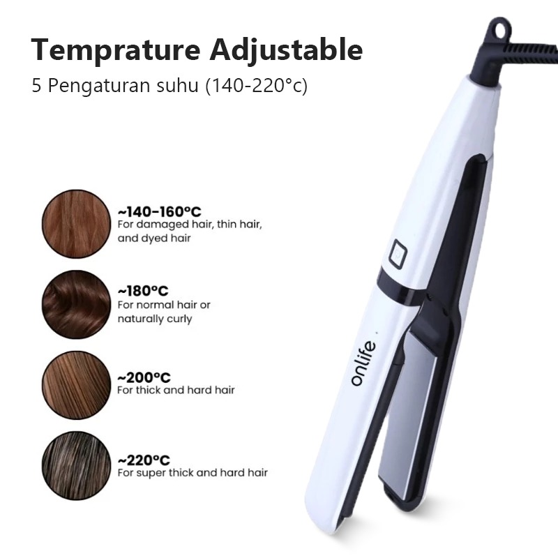 Onlife 2 in 1 Hair Straightener Ceramic Tourmaline Coating Inflatable Plate - Gambar 11